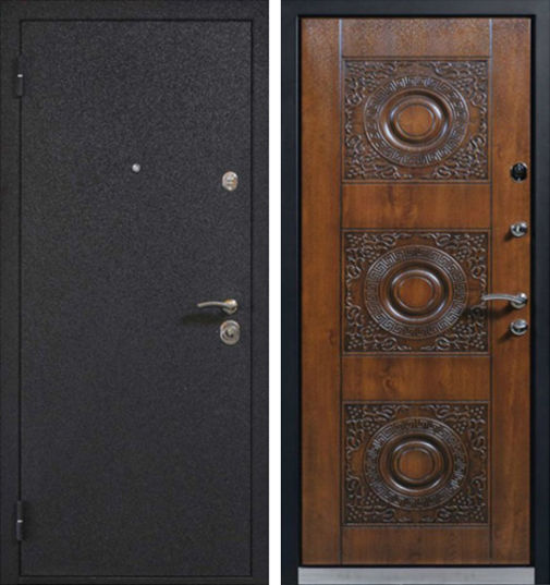 Входная металлическая дверь порошковое напыление и МДФ с резьбой СП313